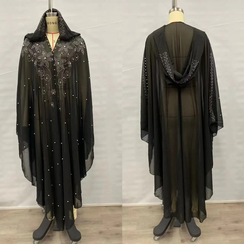 Vintage Thin Hooded Cloak Women Clothing Cape Dress Fashion Ponchos Coats  Jackets With Bling Diamo 15