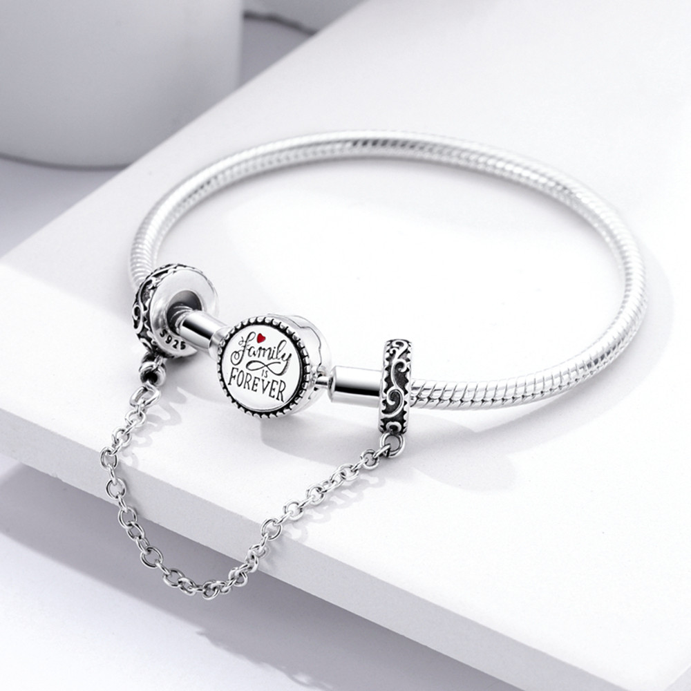 Sterling Silver Safety Chain Beads Aircraft Earth Camera Daisy Silicone Charms for Original Bracelets DIY Jewelry Women