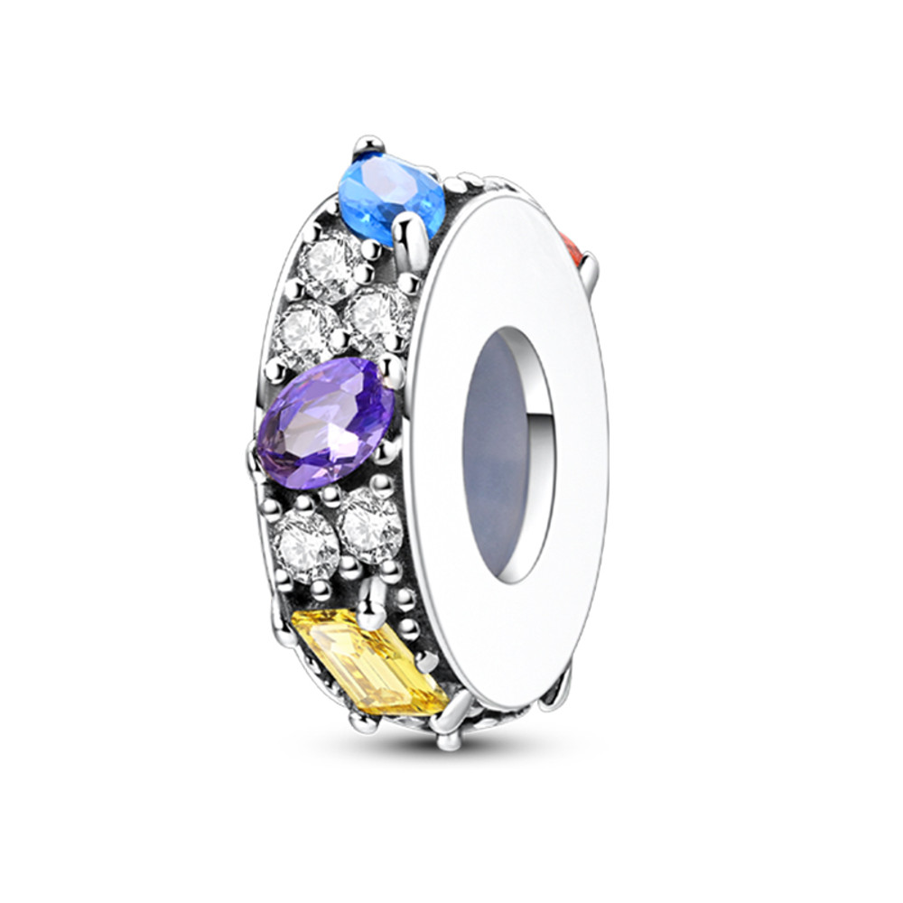 Sterling Silver Rainbow Zircon Butterfly Dragon Beads, Colorful Silicone Stopper Charms Fit DIY Bracelets Jewelry
