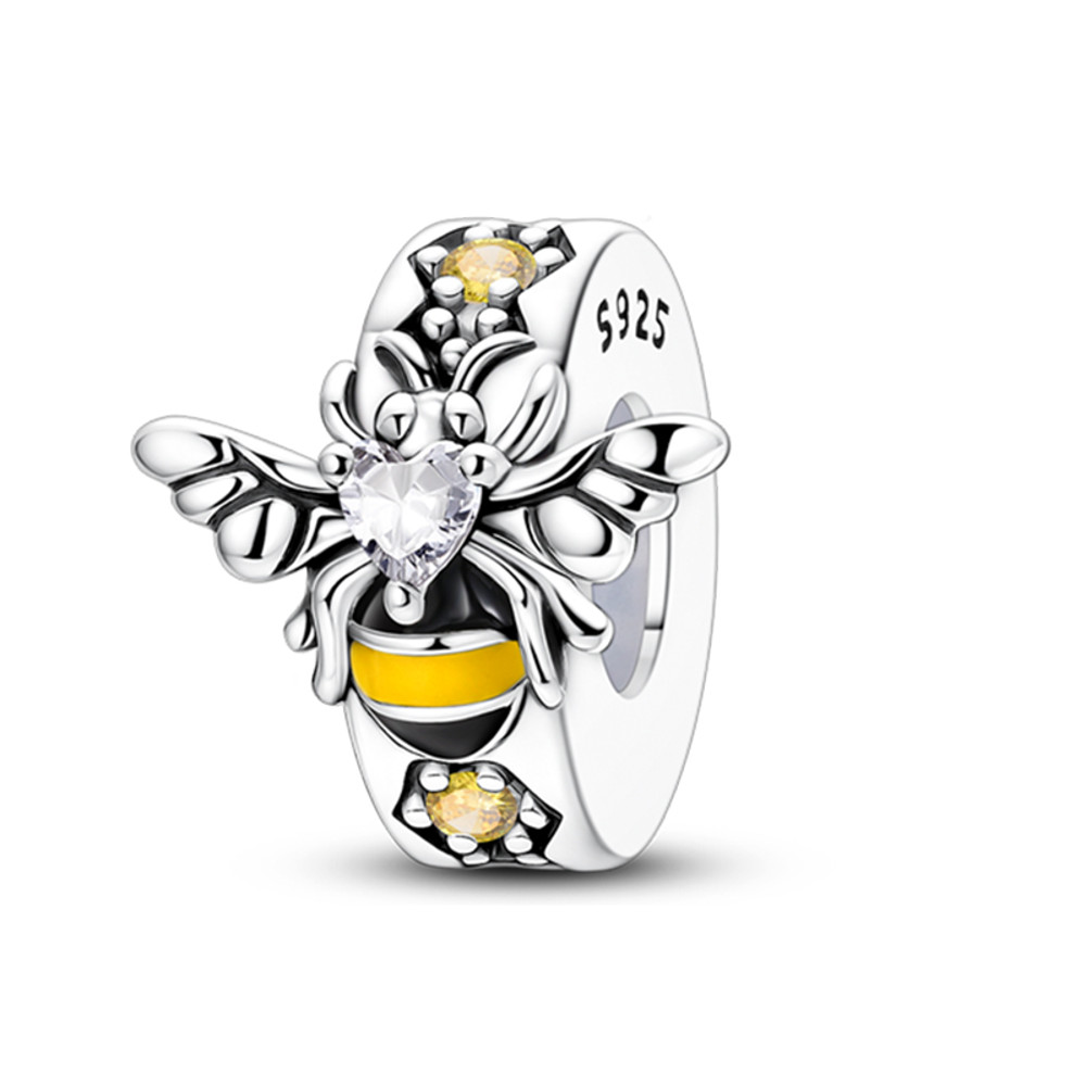 Sterling Silver Rainbow Zircon Butterfly Dragon Beads, Colorful Silicone Stopper Charms Fit DIY Bracelets Jewelry