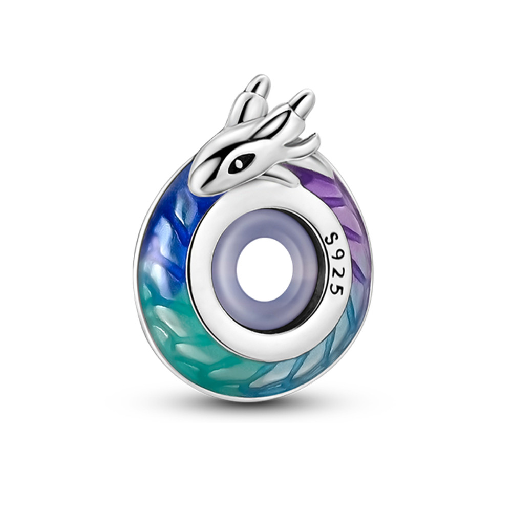 Sterling Silver Rainbow Zircon Butterfly Dragon Beads, Colorful Silicone Stopper Charms Fit DIY Bracelets Jewelry
