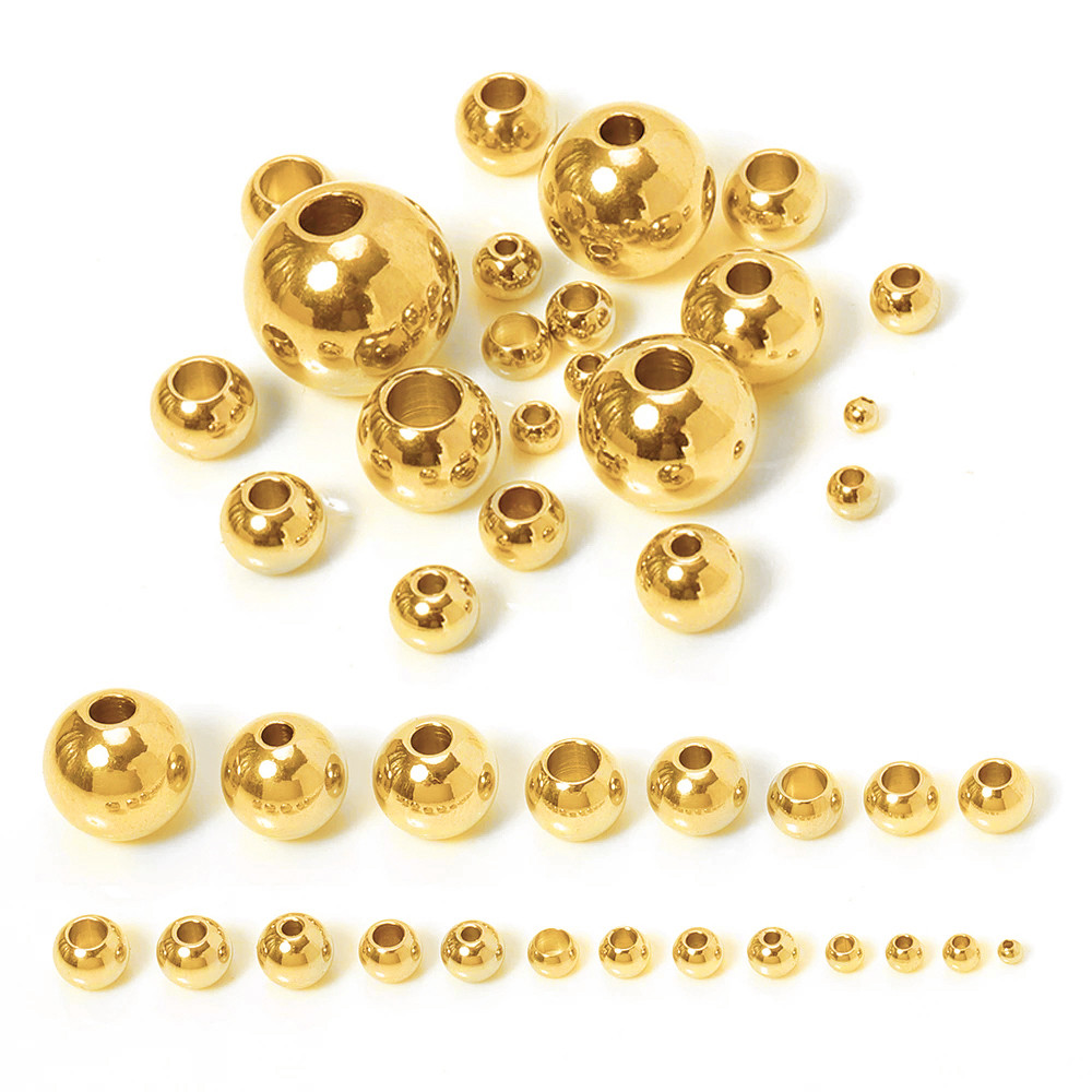 Gold Color Stainless Steel Spacer Beads Charms Loose Beads, Durable Metal Beads for DIY Jewelry, Bracelets & Necklaces