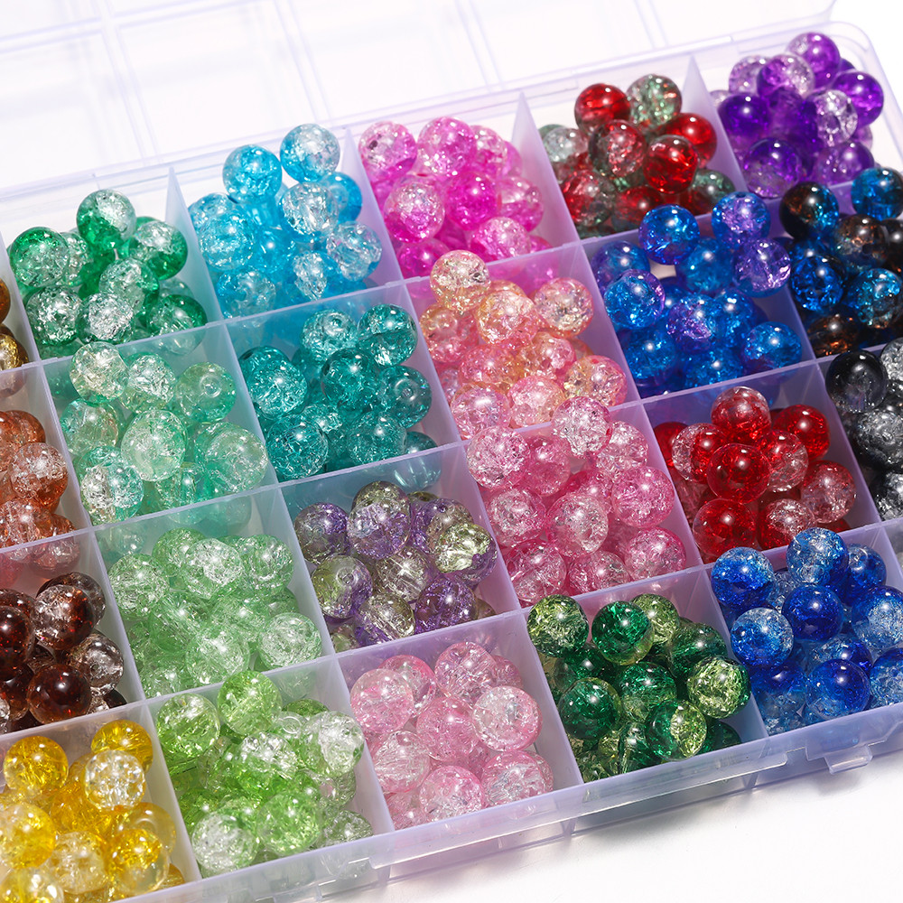 Glass Crackle Beads Loose Spacer Beads For DIY Jewelry Making Handmade Necklace Bracelet  Earring A 0