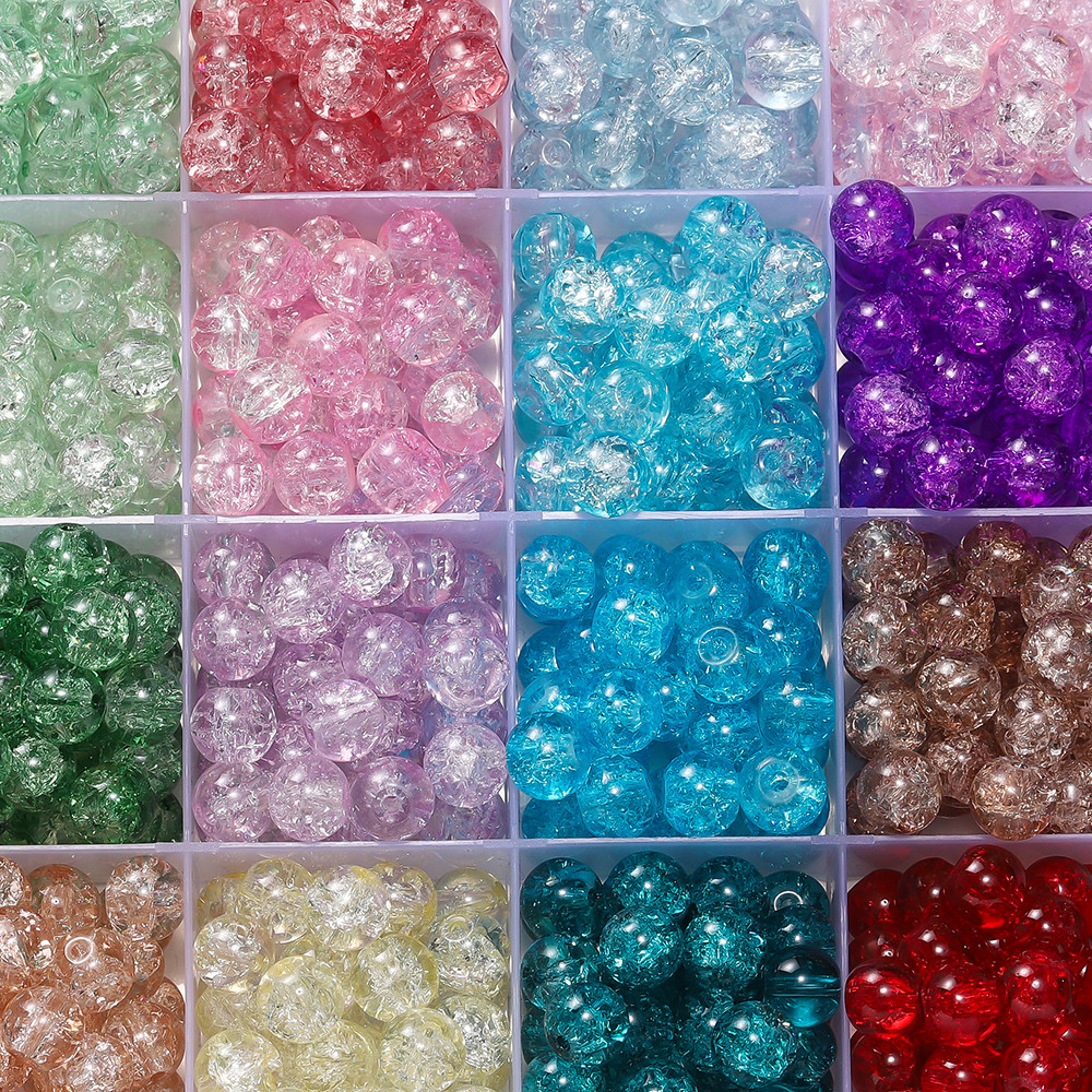 Glass Crackle Beads Loose Spacer Beads For DIY Jewelry Making Handmade Necklace Bracelet  Earring A 1
