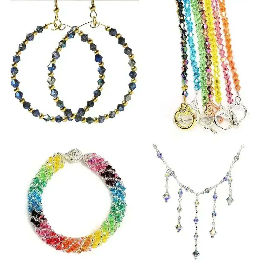 Shiny Faceted Austria Crystal Beads Bicone Spacer Loose Beads For DIY Jewelry Making Bracelets Neck 0