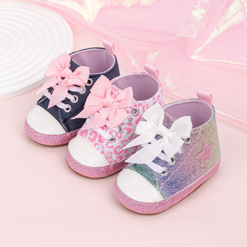 Infant Toddler First Walking Shoes Newborn Baby Boys Girls High Tops Star Sneakers With Soft AntiSl 3