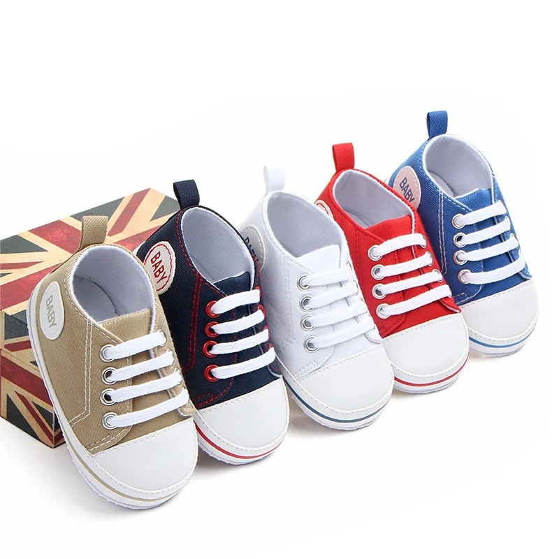 Soft Sole Baby Canvas Shoes Spring Autumn, Infant Toddler Crib Sneakers, Cute Newborn First Walkers for Early Steps