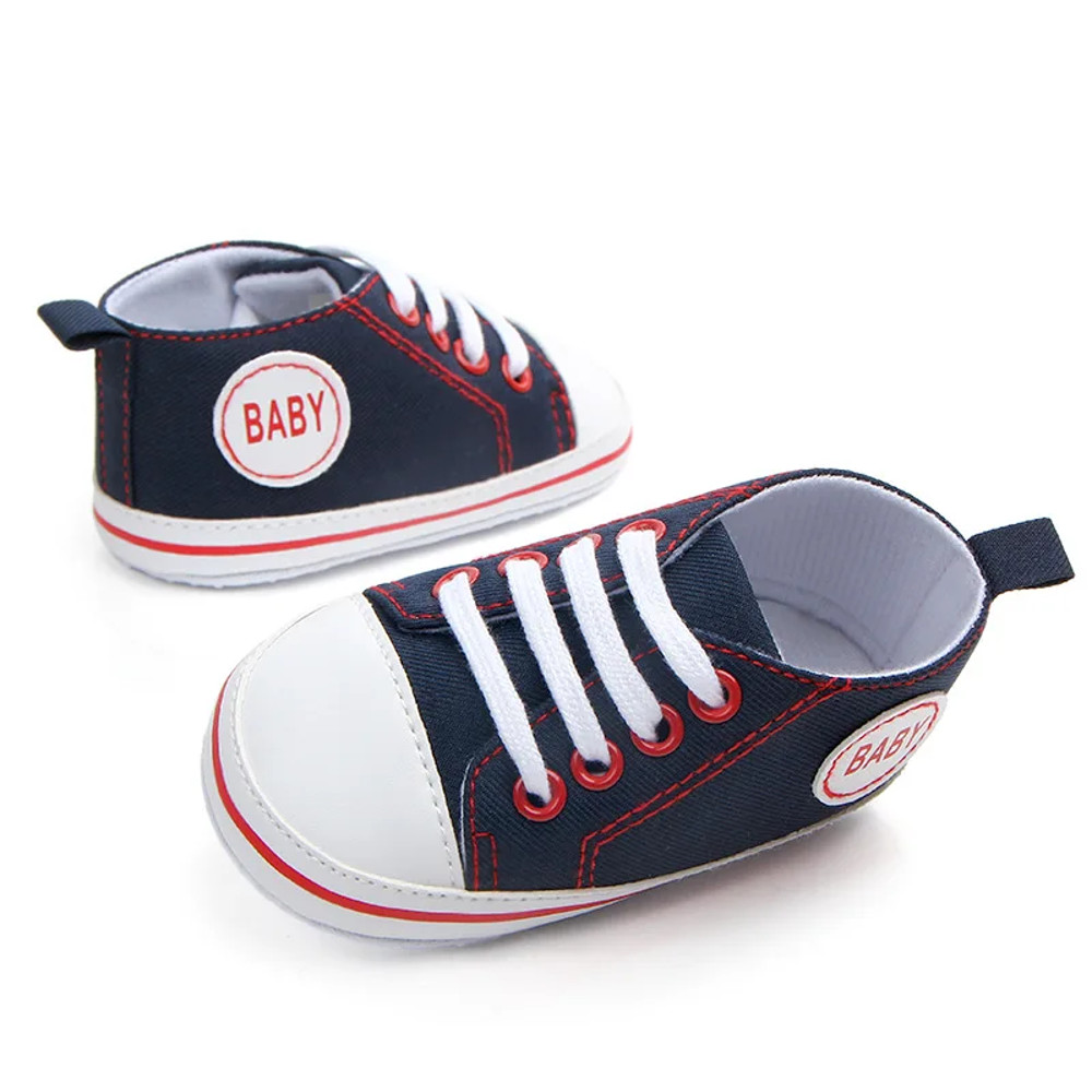 Soft Sole Baby Canvas Shoes Spring Autumn, Infant Toddler Crib Sneakers, Cute Newborn First Walkers for Early Steps