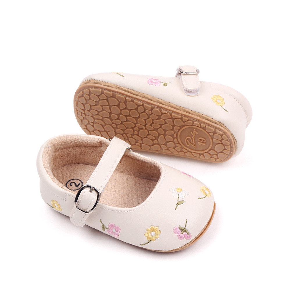 Cute Embroidery Flower Baby Summer Sandal Mary Jane Style, Comfortable Toddler Girl Sandals for Everyday Wear