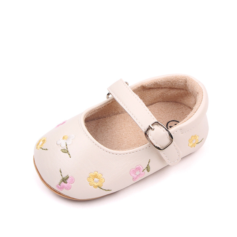 Cute Embroidery Flower Baby Summer Sandal Mary Jane Style, Comfortable Toddler Girl Sandals for Everyday Wear