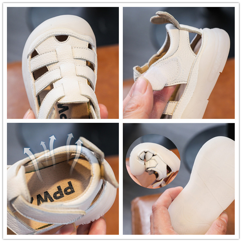 Genuine Leather Baby Girls Boys Sandals, Summer Infant Toddler Shoes, Soft-soled School Kids Casual Shoes & Childrens