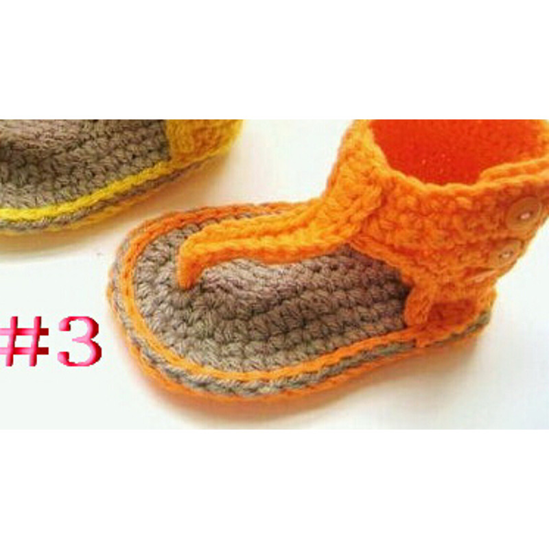 Handmade Crochet Baby Flip Flop Sandals, Summer Baby Sandals with Puff Flowers, Cute Crochet Baby Sandals