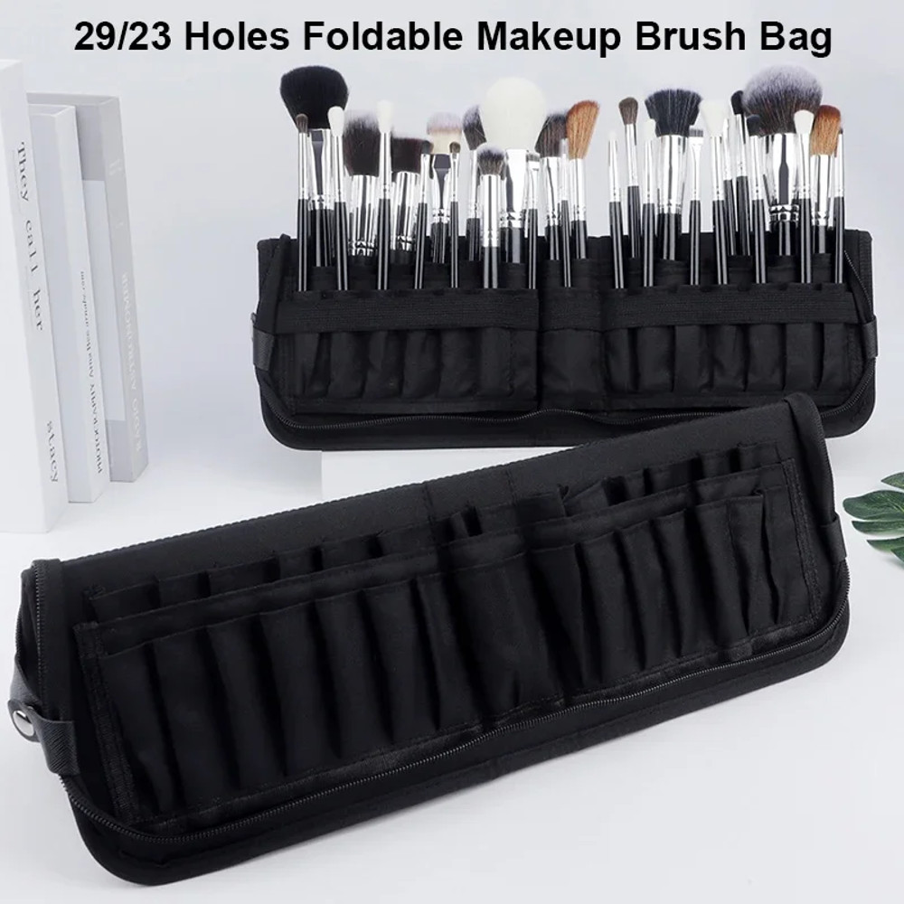 Portable Holes Foldable Makeup Brush Bag Women Makeup Brush Tools Bag Organizer for Travel Powder Cosmetic Sets