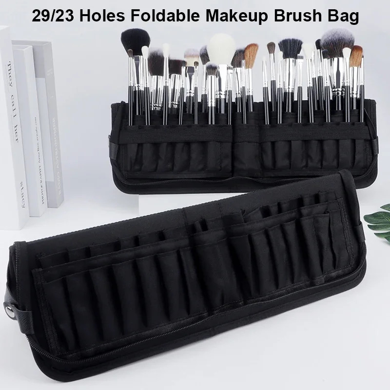 Portable Holes Foldable Makeup Brush Bag Women Makeup Brush Tools Bag Organizer for Travel Powder Cosmetic Sets