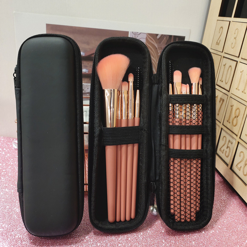 Portable Travel Brush Holder Makeup Case Black Cosmetic Bag Waterproof Double Zipper Women Storage  1