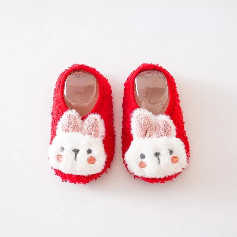 Childrens Cartoon Rabbit Baby Floor Socks Toddler Plush Slippers Soft Non-slip Prewalker Warm Indoor Home Shoes