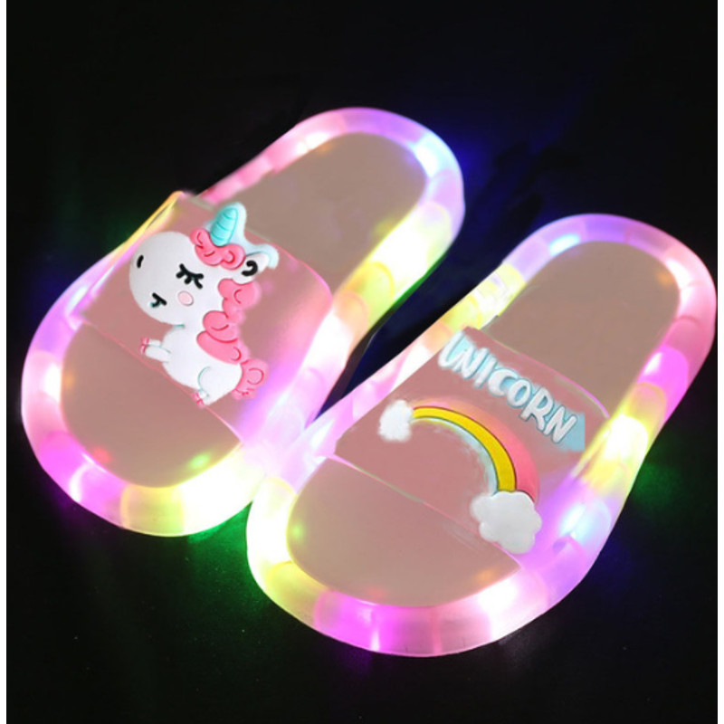 LED Girl Slippers Children, Baby Bathroom Sandals Kids Shoes, Light Up Slippers for Toddler Boys & Girls