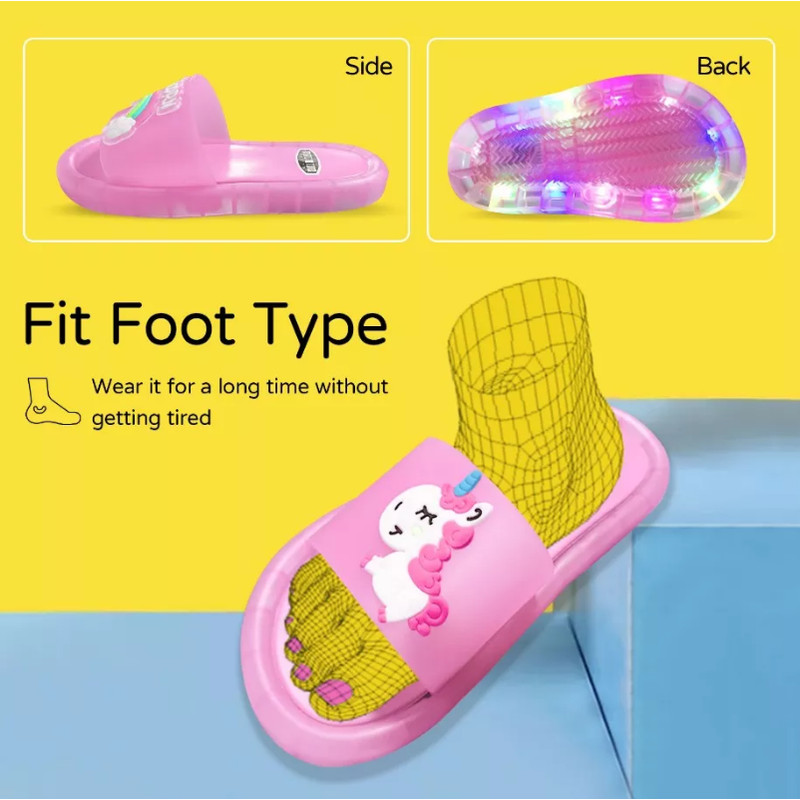 LED Girl Slippers Children, Baby Bathroom Sandals Kids Shoes, Light Up Slippers for Toddler Boys & Girls