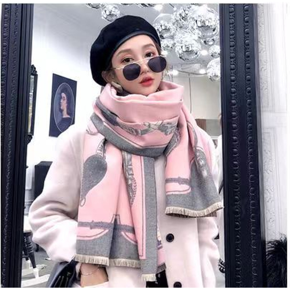 Luxury Horse Print Winter Cashmere Scarf Women Shawl Wrap Scarves Lady Thick Warm Blanket Gift Eleg 18