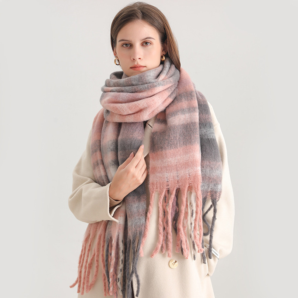 Thick Warm Korean Winter Imitation Cashmere Scarf with Tassels, Student Neck Shawl, Bufanda Blanket Wrap