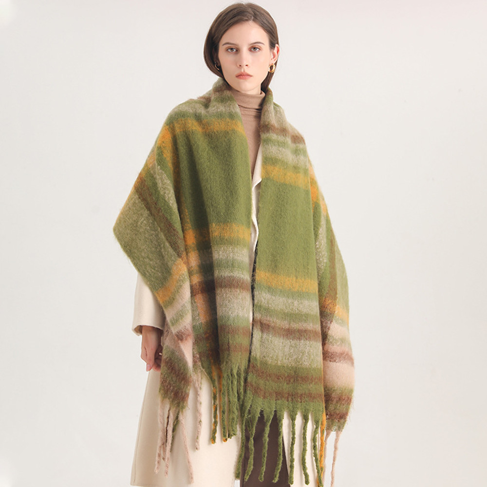 Thick Warm Korean Winter Imitation Cashmere Scarf with Tassels, Student Neck Shawl, Bufanda Blanket Wrap