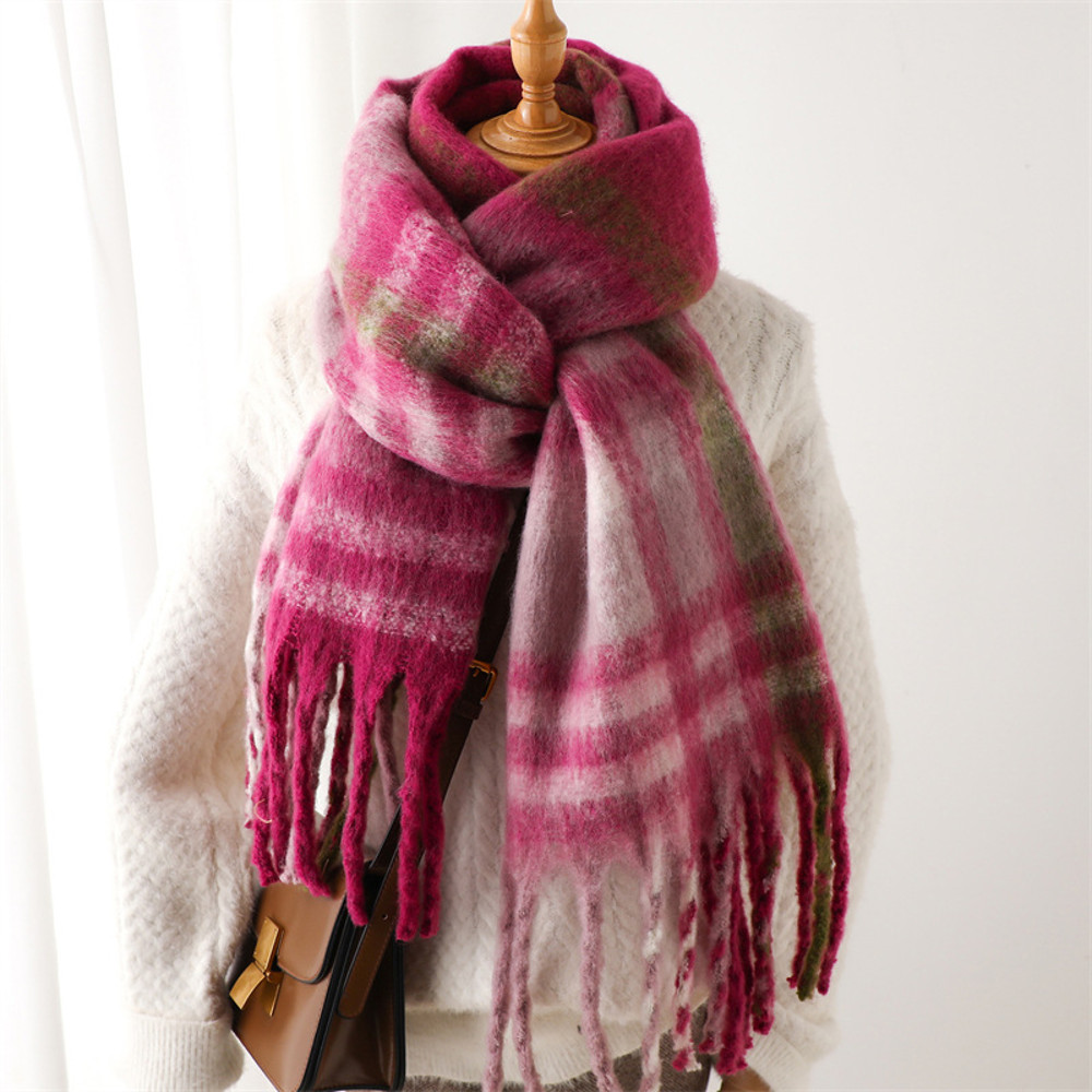 Thick Warm Korean Winter Imitation Cashmere Scarf with Tassels, Student Neck Shawl, Bufanda Blanket Wrap