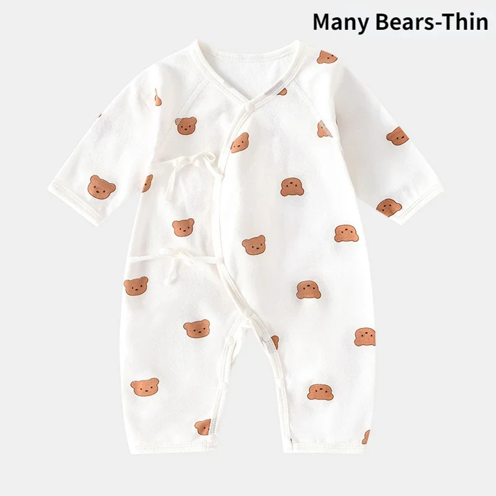 Cotton Bear Baby Jumpsuits With Hat Toddler Rompers For Boys Girls Long Sleeve Onesies Soft Breath 6