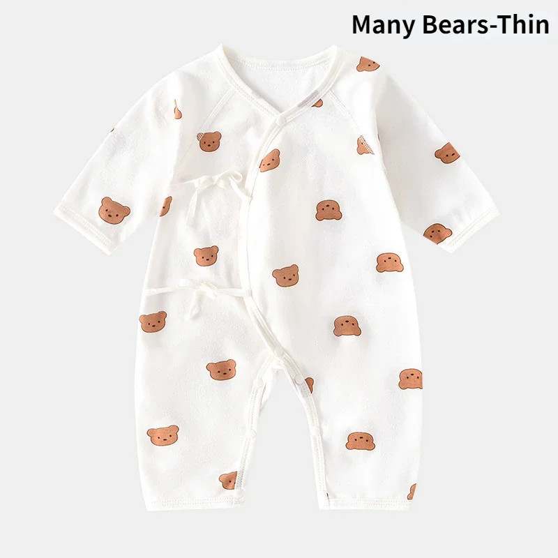 Cotton Bear Baby Jumpsuits With Hat Toddler Rompers For Boys Girls Long Sleeve Onesies Soft Breath 6