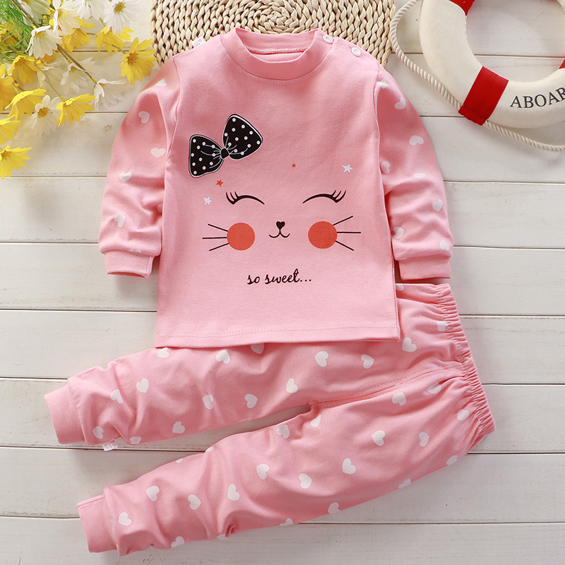 Cozy Autumn Sleepwear Pajamas For Girls Boys Long Sleeve Baby Kid Pajama Set With Tops Pants Suits  0