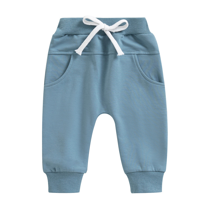 Baby Boys Jogger Trousers, Elastic Waist Sweatpants with Drawstring & Pockets, Solid Casual Pants for Spring