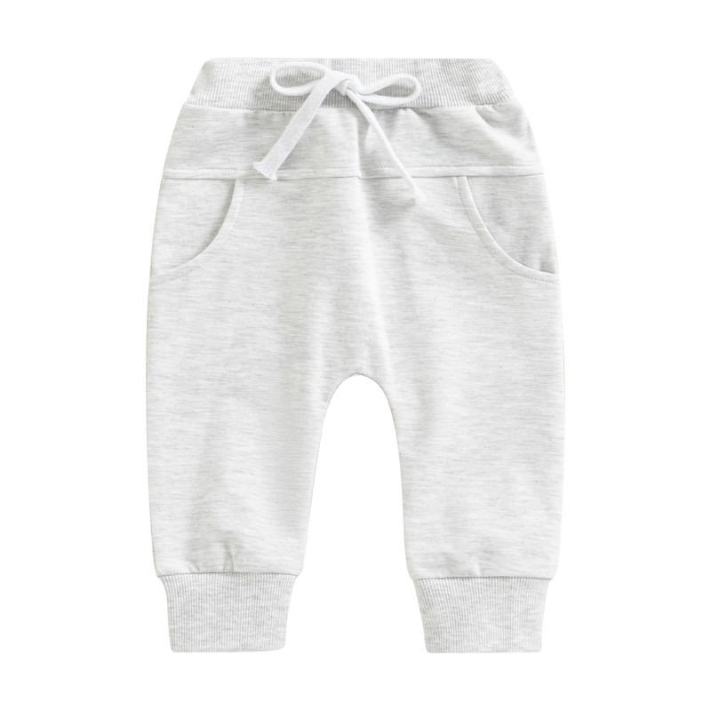 Baby Boys Jogger Trousers, Elastic Waist Sweatpants with Drawstring & Pockets, Solid Casual Pants for Spring