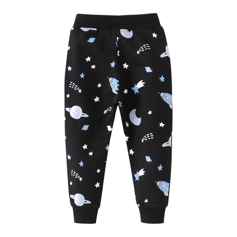 Space Print Jumping Meters Sweatpants For Boys Girls Toddler Kids Drawstring Trousers Baby Autumn S 1