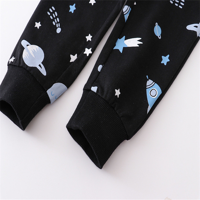 Space Print Jumping Meters Sweatpants For Boys Girls Toddler Kids Drawstring Trousers Baby Autumn S 2