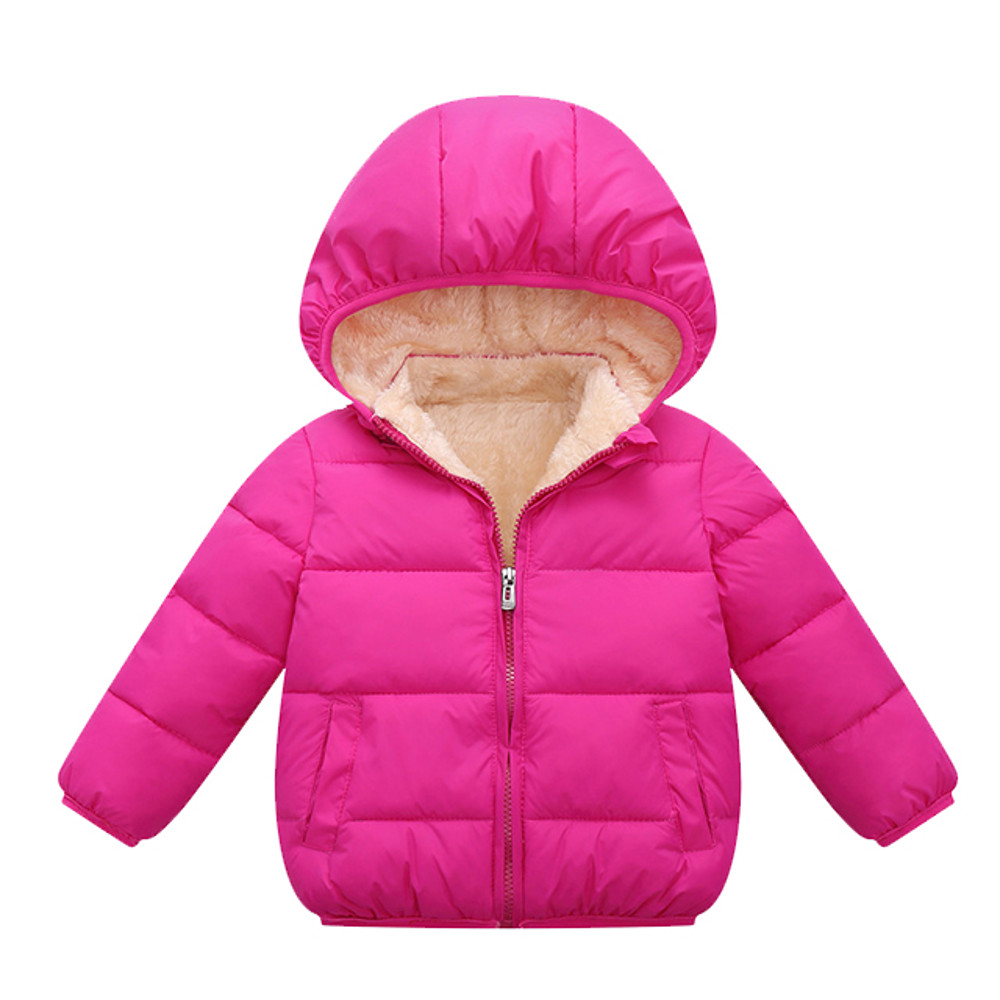 Warm Plush Baby Children Coats Winter Thick Jackets, Fur Hooded Thicken Outerwear for Girls, Kids Clothes Snowsuit