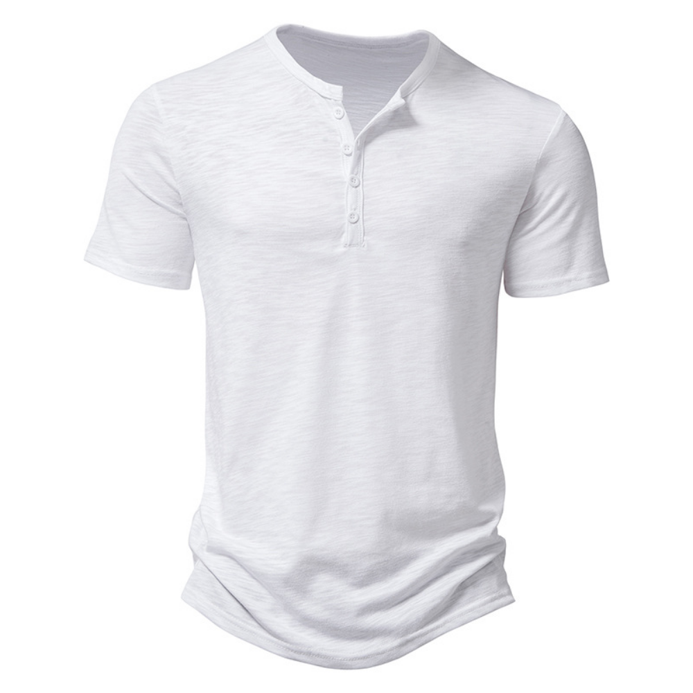 Summer Men Casual Henley Collar Solid Color Short Sleeve T Shirt For Men Polo Style High Quality Me 3