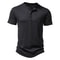 Summer Men Casual Henley Collar Solid Color Short Sleeve T Shirt For Men Polo Style High Quality Me 10