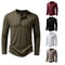 Mens Autumn Cotton Button Long Sleeve Henley Neck TShirt Casual Solid Color Breathable Slim Fashion 0