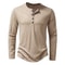 Mens Autumn Cotton Button Long Sleeve Henley Neck TShirt Casual Solid Color Breathable Slim Fashion 6