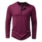 Mens Autumn Cotton Button Long Sleeve Henley Neck TShirt Casual Solid Color Breathable Slim Fashion 9