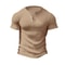 Stripe Knit Mens Stylish Tshirt Henley Neck Fashion Short Sleeve Soft Breathable Casual Top Comfort 5