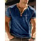 Mens Summer Faith Letter 3D Print Henley Shirts, Fashion Streetwear Oversized Short Sleeve Button T Shirt, Stylish Tees