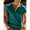Mens Summer Faith Letter 3D Print Henley Shirts, Fashion Streetwear Oversized Short Sleeve Button T Shirt, Stylish Tees