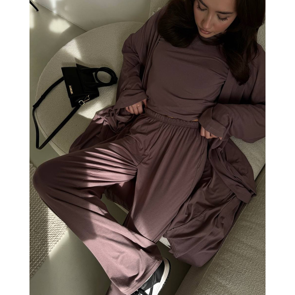 DriftWear Summer Casual Outfit, Long Cardigan, Long Sleeved Top & High Waisted Pants, Fashionable Office Wear Baggy Suit