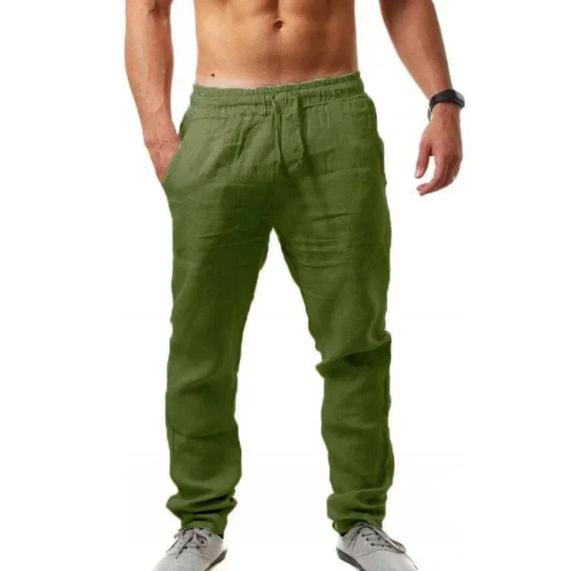 Mens HipHop Sports Pants New Spring Summer Fashion Cotton Linen Breathable Wide Leg Pants With Simp 6