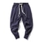 Mens Cotton Linen Harem Pants Elastic Waist Joggers Baggy Dropcrotch Streetwear Trousers Solid Casu 3
