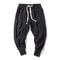 Mens Cotton Linen Harem Pants Elastic Waist Joggers Baggy Dropcrotch Streetwear Trousers Solid Casu 4