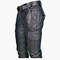 Black PU Mens Leather Motorcycle Pants With Cargo Pockets Stylish No Belt Men Trousers For Riders S 3