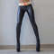 Womens PU Pencil Pants Black Push Up Hip Letter Leather Leggings Stretch Slim Fit Faux Leather Trousers for Party