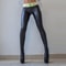 Womens PU Pencil Pants Black Push Up Hip Letter Leather Leggings Stretch Slim Fit Faux Leather Trousers for Party