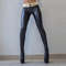 Womens PU Pencil Pants Black Push Up Hip Letter Leather Leggings Stretch Slim Fit Faux Leather Trousers for Party